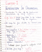 Biology Handwritten notes class 12th - Reproduction in Organism